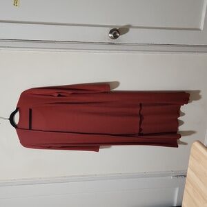 Burnt Red Ribbed Dress & Longline Cardigan Set | Small - New w/o tags
